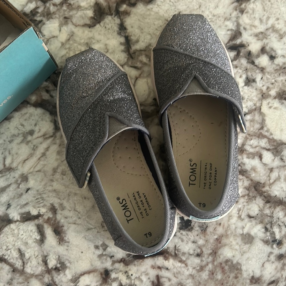 TOMS Alpargata Pewter Sparkle Glitter size 9